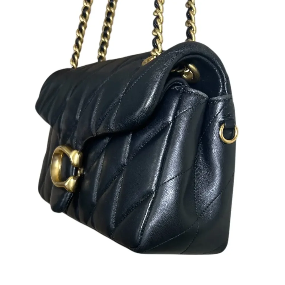 Coach Women's 'The Tabby' 26 Shoulder Bag Pillow Quilt Smooth Leather Black Gold
